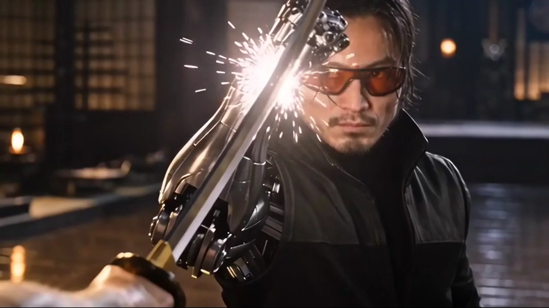 Ren raises his robotic arm and katana in the concept teaser